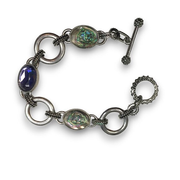 2pc- Lia Sophia Epiphany Abalone Rhinestone Bracelet & Lia Sophia chain Necklace - Picture 4 of 7